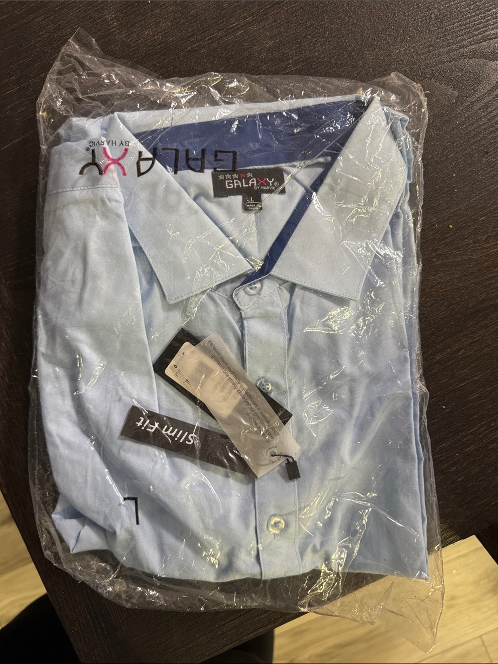 Galaxy By Harvic Men's Light Blue Formal Dress Shirt